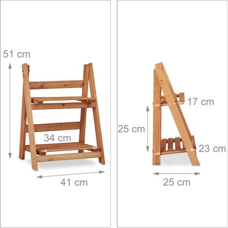 Escalera para plantas de interior con diseño moderno, almacenamiento plegable, 107,5 x 41 x 40 cm, en madera natural, 130005913 (1/4)