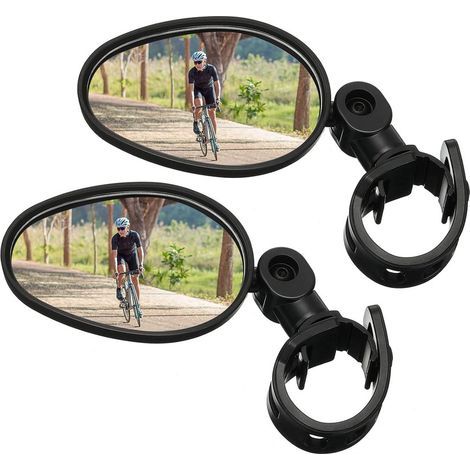 2 rétroviseurs de vélo, réglables à 360°, pivotants, pour guidon, avec miroir convexe, compatibles avec les vélos de route et de VTT.