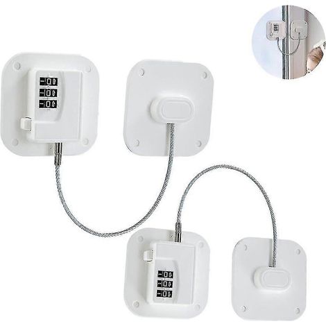 Lot de 2 cadenas pour réfrigérateur - cadenas à combinaison robuste blanc (1/5)