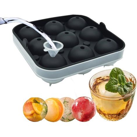 Moule à glaçons rond en silicone avec couvercle, 5 cm (9 pièces) (1/4)