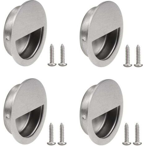 4 Pièces Poignée Ronde de Porte Coulissante Poignée Encastrée Ronde de Porte en Acier Inoxydable Encastrées Rondes Poignées de Porte Affleurantes avec Vis pour Tirage Porte Tiroirs Armoire (1/4)