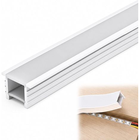 Profilé LED de 3 m - Couverture LED - Couvercle LED laiteux en silicone flexible - Bande LED pour bandes LED néon (ne contient pas de bandes LED) (16 × 16 mm) (1/5)