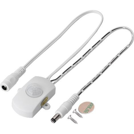 Commutateur de de Mouvement PIR, 5A DC 6-24V Mini PIR détecteur de Mouvement Infrarouge commutateur de détecteur de Mouvement LED Bande Interrupteur Automatique(White) (1/4)