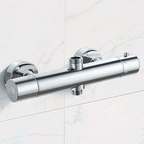 Brass Thermostatic Shower Mixer – G3/4 and G1/2 Connections – Temperature Switch – Anti-scalding Safety at 38°C (1/5)