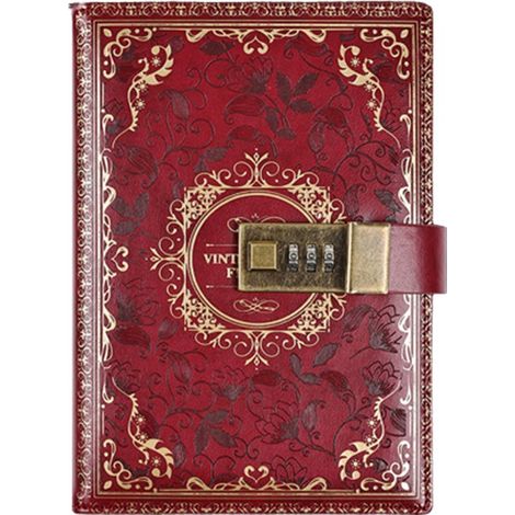 1 Tagebuch, Hardcover, Golddesign, nachfüllbare Seiten, mit Schloss, für Erwachsene und Kinder (1/5)