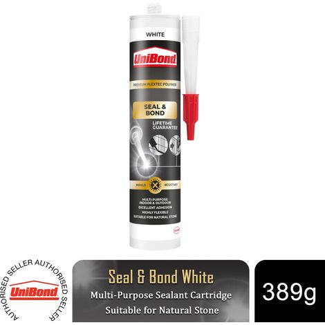 Unibond Seal & Bond Sealant Cartridge Multi-Purpose Adhesive White, 389g
