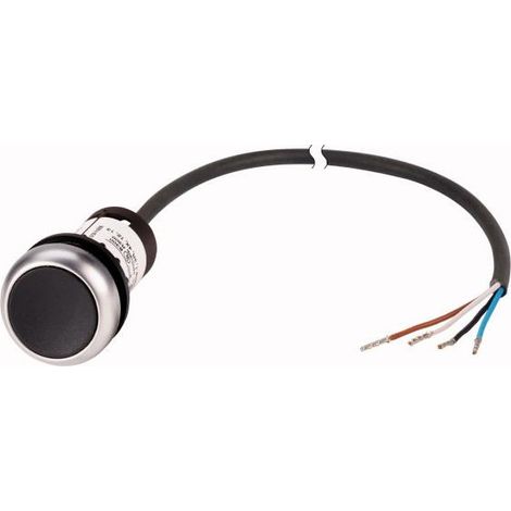 Bouton-poussoir RMQ Compact noir plat à rappel 0o/1f extrémité ouverte câble noir 3 5 m. EATON C22-D-S-K01-P65