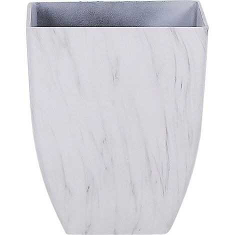 Moderno Vaso di Fiori Quadrato Effetto Marmo Bianco 35 x 35 x 42 cm Miro