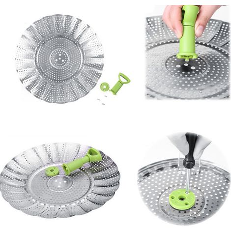 Panier vapeur pliable en acier inoxydable pour fruits et légumes, outil de cuisine (1/5)