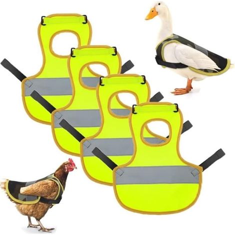 Lot de 4 gilets de sécurité réfléchissants pour poules, canards et oies - Vêtements de protection hivernale verts (1/4)