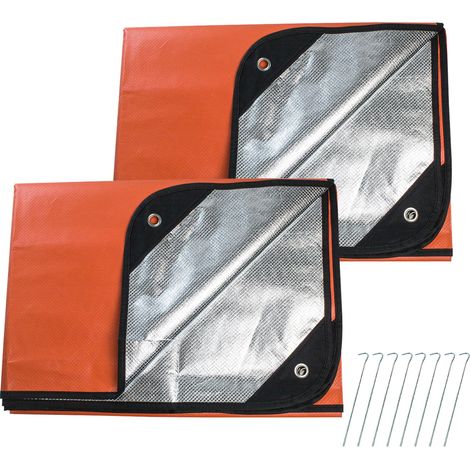 Lot de 2 couvertures de survie améliorées – Bâche thermique réfléchissante – Couverture d'urgence réutilisable pour voiture ou camping – 152,4 x 208,3 cm – Orange (1/5)