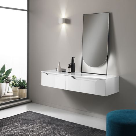 Mobile da bagno sospeso con 2 moduli cassetto e specchio LED - MIXI D (1/5)