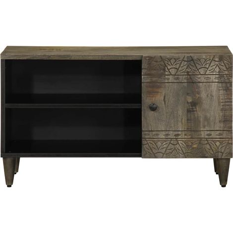 Meuble TV Banc TV Armoire TV gris clair 80x31,5x46 cm bois massif de manguier (1/5)
