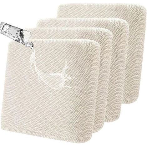 Fodera per cuscino da divano impermeabile, fodera per cuscino da esterno morbida e altamente elastica per bambini e animali domestici, (set di 4) (bianco sporco) (1/4)