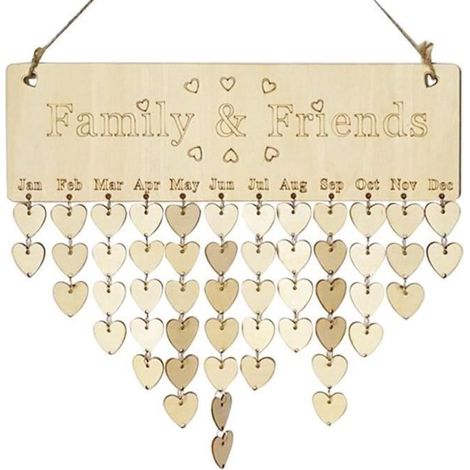 JOLI Mur de calendrier de bricolage bois suspendu avec des étiquettes, des ornements faits à la main anniversaire annive + 50 coeur) (1/4)