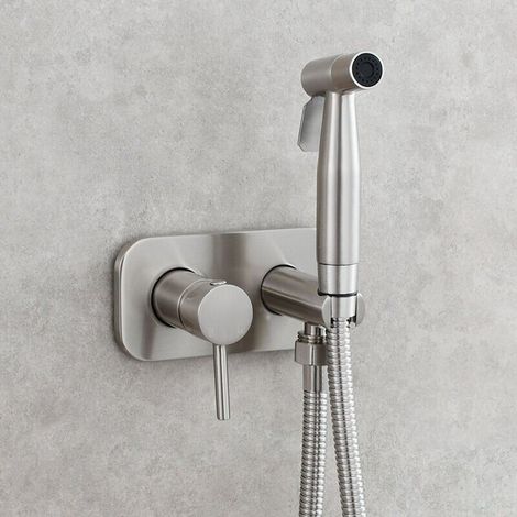 WC-Duschset, WC-Bidet-Spray, Bidet-Duschbrause, Messing-Set, Wandmontage, Handbrause-Mischer-Set, Silber