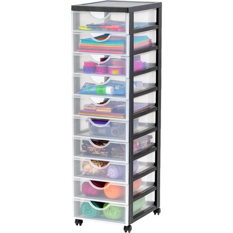 Tour de rangement/Tour avec 10 tiroirs, 7 L, Adapté, Sûr, Maison, Bureau - DDD-010 - Noir (1/5)