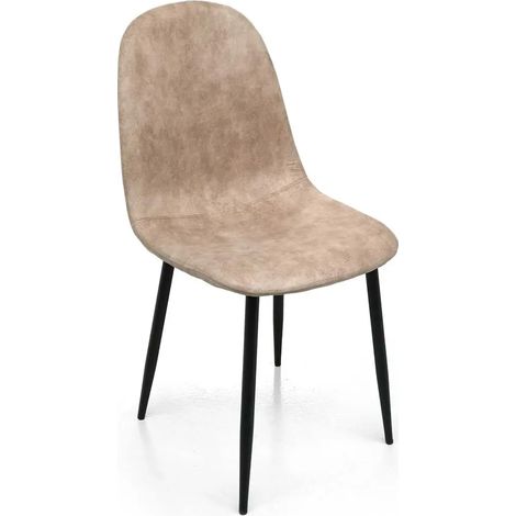 Set de 4 sillas tapizadas en tejido técnico beige 52x44x88