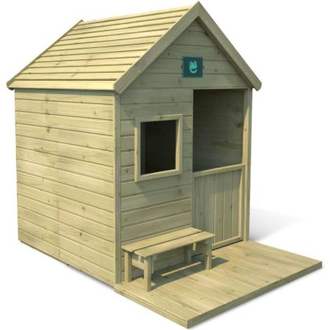 Cabane en bois traité avec terrasse et banc HEIDI (1/5)