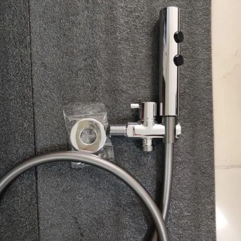 (G1/2 - chromé et gris) Ensemble robinet de douche et bidet deux fonctions pour WC et salle de bain. Robinet de douche et WC à jet unique. (1/4)