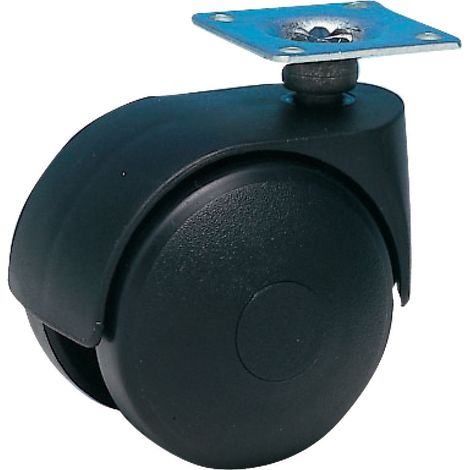 Roulette JUMELÉE pivotante Ø 35 mm NOIR à platine 38x38 (1/2)
