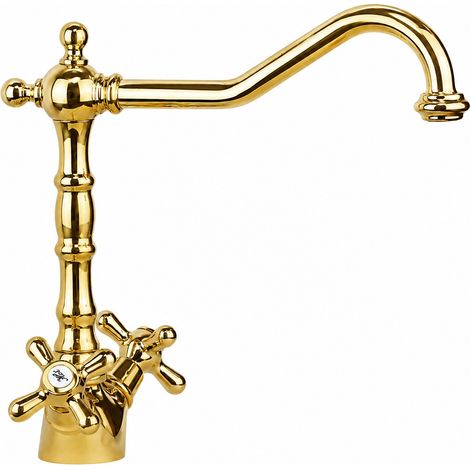 Mezclador de fregadero de cocina de estilo barroco en color dorado Gattoni Calypso 5691/RED0 Oro