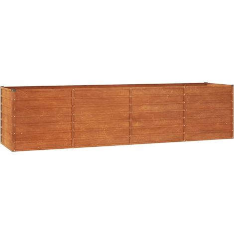 Jardinière bac lit surélevé plantes fleurs terrasse jardin de jardin rouillé 320 x 80 x 77 cm acier corten marron