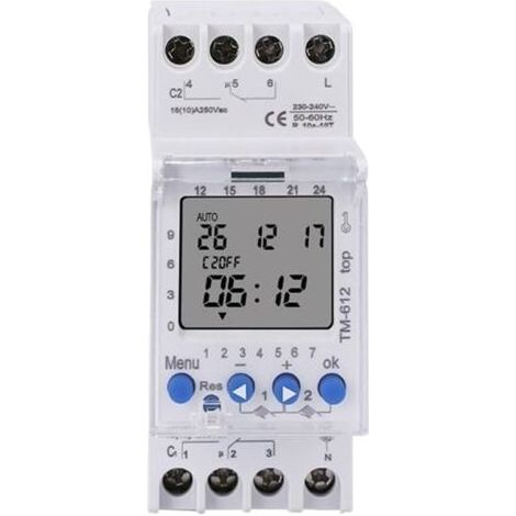 TM612 220 VCA 16 A 6 broches 2 NO 2 NC 2 canaux Grand écran LCD Horloge programmable 24 h avec deux sorties relais Minuterie 2 NO (TM612 12 V) (1/3)