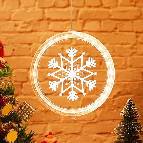 16 cm Weihnachtsfensterbeleuchtung, Weihnachtsfensterbeleuchtung, Weihnachtsfensterbeleuchtung, Weihnachtsbeleuchtung für den Innenbereich, batteriebetriebene LED (Schneeflocke) [Energieklasse A] (1/3)
