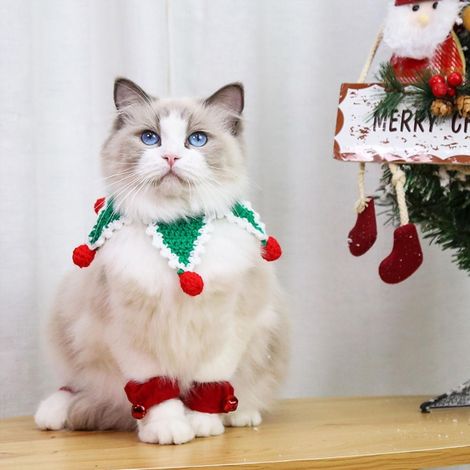 Weihnachtsschal für Hunde und Katzen, Anti-Sabber-Lätzchen, niedliches Haustierhandtuch (1/5)