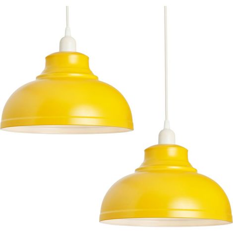 Litecraft Pack of 2 Essie Dome Easy Fit Ochre Lampshade Industrial Light Shade (1/5)