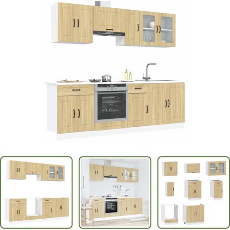 Küchenmöbel - 8-tlg. Küchenschrank-Set Kalmar Sonoma-Eiche Holzwerkstoff (1/5)