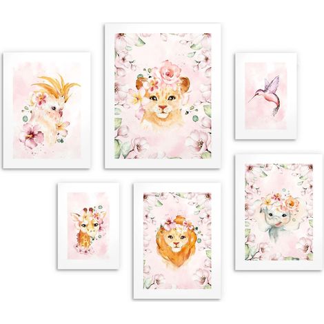 Kinderposter-Set Pink Jungle Africa Picture Gallery 6-tlg. 100x100 (1/5)