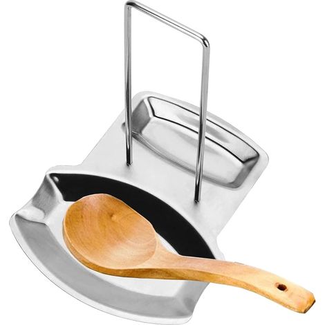 Support de couvercle de casserole progressif avec repose-cuillère intégré, en acier inoxydable 304, outil de décoration pour la cuisine (1/5)