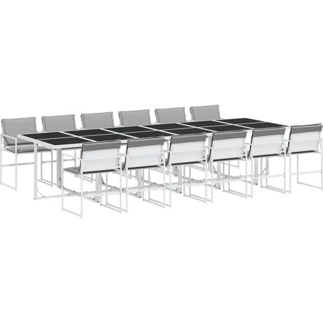 Maison Exclusive - 13-tlg. Garten-Essgruppe mit Kissen Weiß Texti