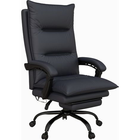 Silla de oficina con masaje, respaldo reclinable 155° y reposapiés, gris oscuro, HOMVRA (1/5)
