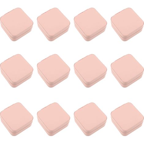 Organisateur bijoux voyage petit mini étui portable PVC – Boîte stockage bagues boucles colliers rose 12 pièces (1/2)
