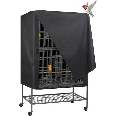 Housse de cage à oiseaux - Pare-soleil de nuit pour chats, visons, Totoro, perruches, perroquets et petits animaux (Noir, XL) (1/5)