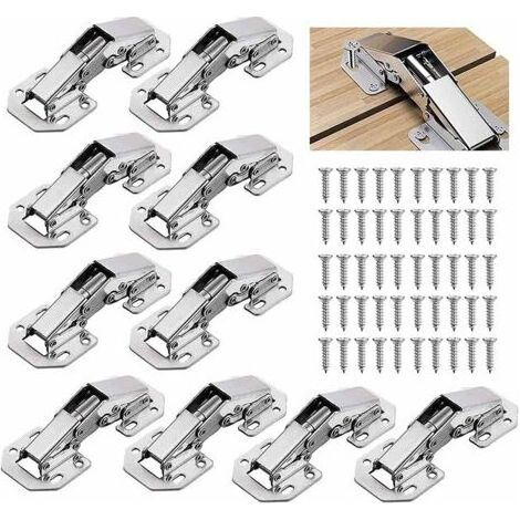 10 PCS Charniere Porte Placard/ Cuisine, 3 Pouces 90°Charniere Meuble,Charnière Invisible, Faites Correspondre la vis, Convient aux Portes D'armoires de Bureau (1/5)