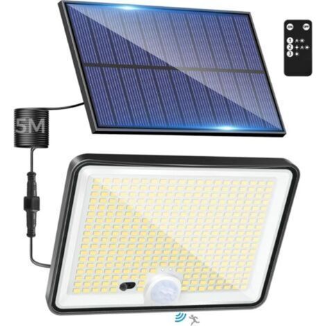 Outdoor Solar Light Motion Sensor with Remote Control, 342 LED Solar Lights IP65 Waterproof Solar Spotlight, 3 Lighting Modes Solar for Garden Garage Courtyard, Cool White (1/5)