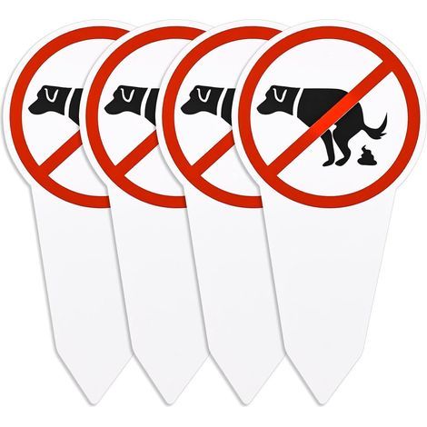 [KK]Dog Sign - No Dogs Allowed to Defecate Here - 4 Pieces - "No Dog Defecation" Sign - Dog Garden - Dog and Pet Safe (1/5)