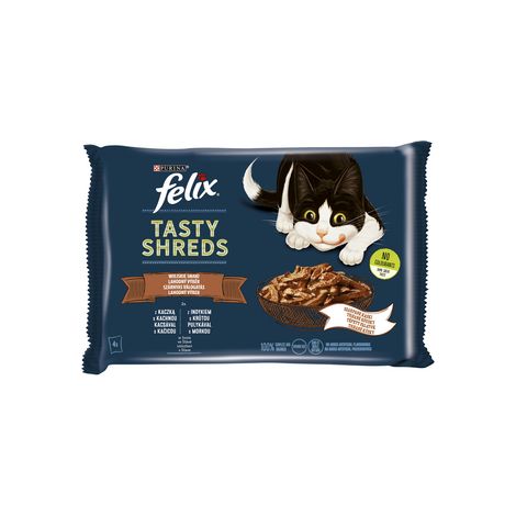 FELIX TASTY SHREDS Mélange de nourriture pour chats au canard et à la dinde (4 x 80 g)