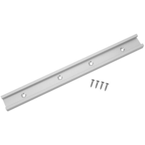 Plaque de guidage en aluminium de 600 mm avec rainures en T, rainures à tenon et mortaise, et surface lisse non poreuse pour fixation d’outils de menuiserie