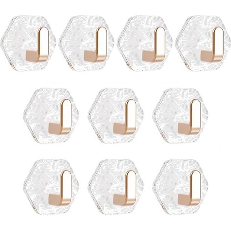 Lot de 10 crochets de salle de bain élégants, transparents et sans perçage
