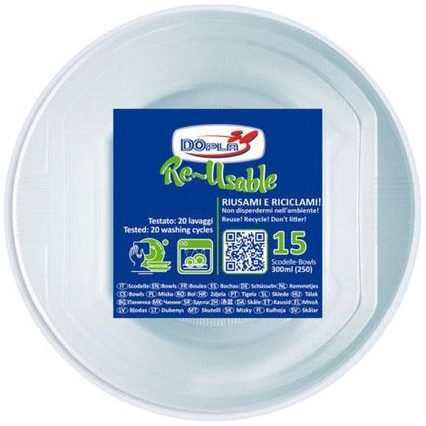 Dopla Reusable Scodelle PS Riutilizzabili 300 ml Trasparenti 15 Pz (1/2)