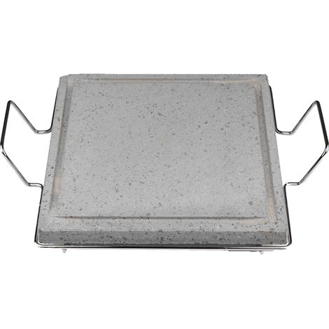 Pietra Lavica dell'Etna Professionale Piastra ollare 2.2 cm con Supporto manici Metallo cottura Dietetica con Canale Raccogli Grassi per Barbecue e Fornelli Vari Formati uso professionale Made in Ital