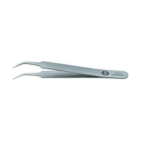 C.K T2317 Pinzetta di precisione Acuminate, piegate, fini 105 mm (1/2)