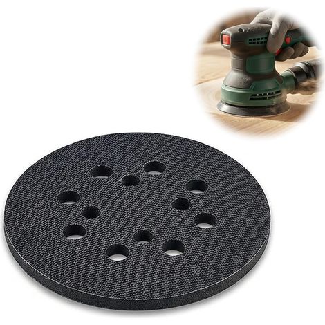 Plateau Support Ponceuse 125mm - 8 Trous - Plastique Renforcé - Réduction Vibrations - Bois Métal Peinture - Noir (1/5)