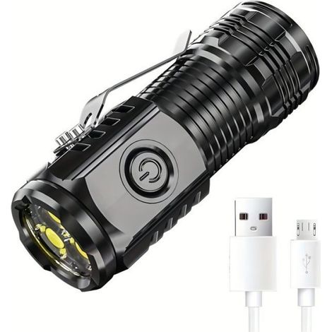 Lampe De Poche - Rechargeable USB - Batterie Lithium - Pour Camping Et Activités Nocturnes En Plein Air - 1 Pièce