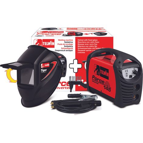 Saldatrice Inverter Telwin Force 145 + Maschera Tiger + Accessori saldatura MMA (1/10)
